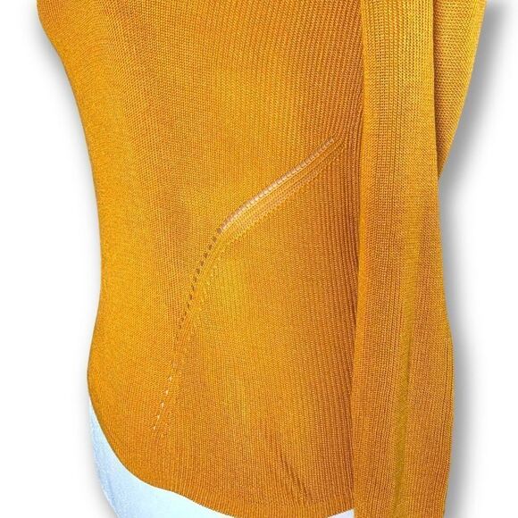 Divided By H&M Sweater Lightweight Yellow High Crewneck Long Sleeve Ribbed Knit - Picture 4 of 10